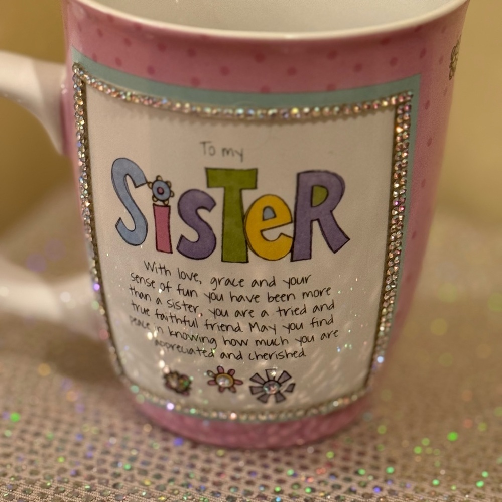 “Sister” Mug with rhinestone accents!